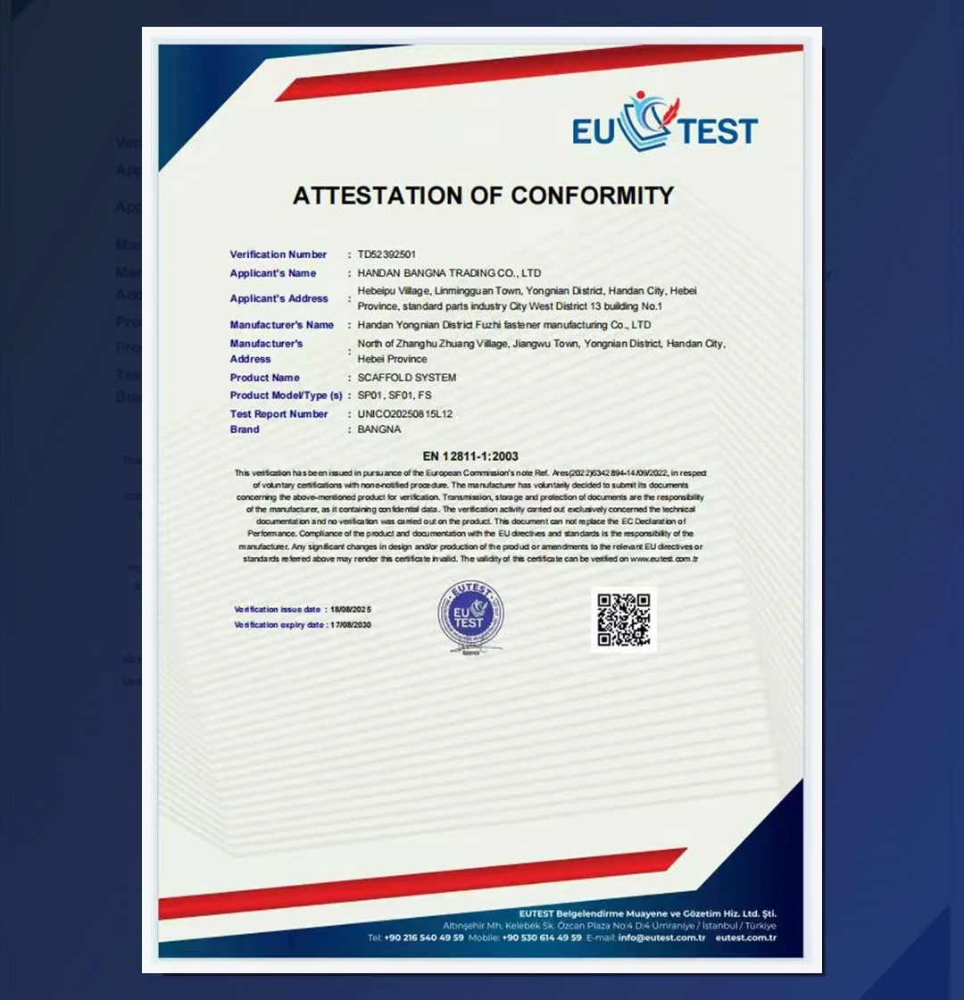 EU attestation of conformity report