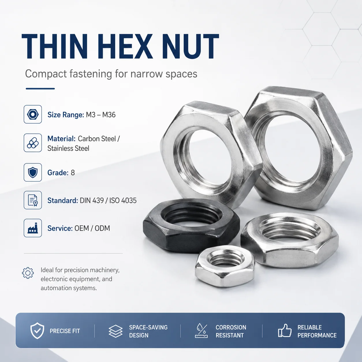 Thin Hex Nuts / Jam Nuts