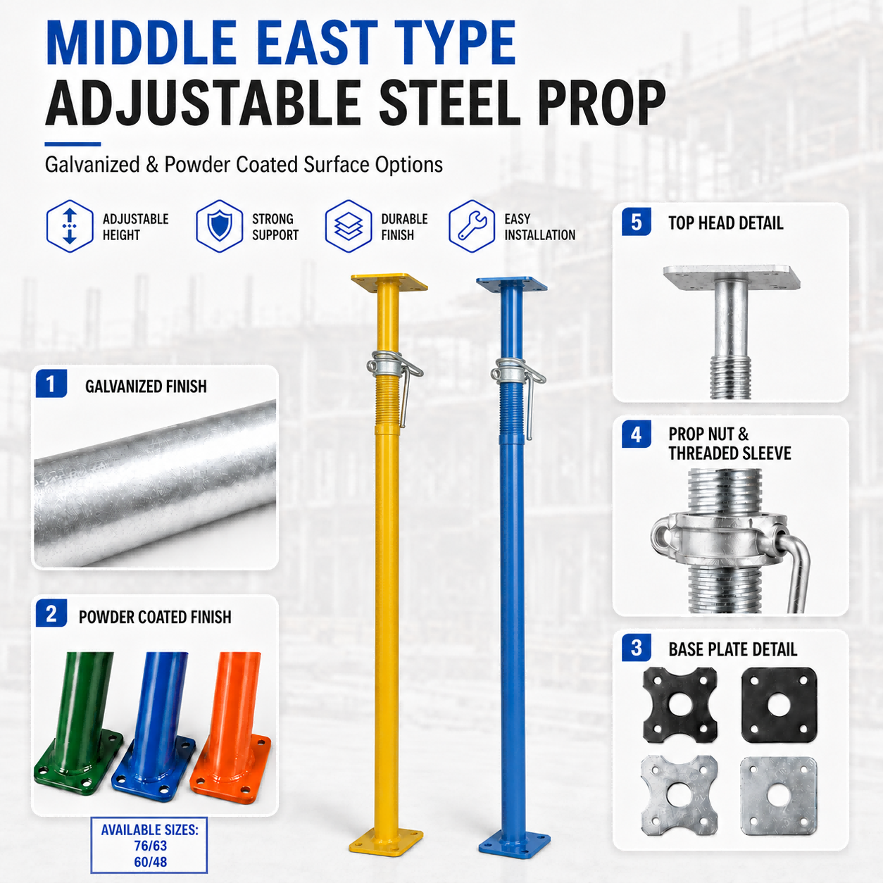 Middle East type adjustable steel prop