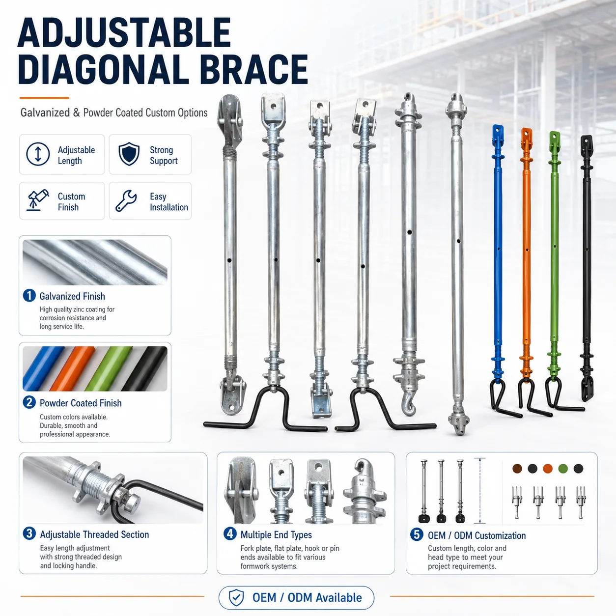 Adjustable diagonal brace