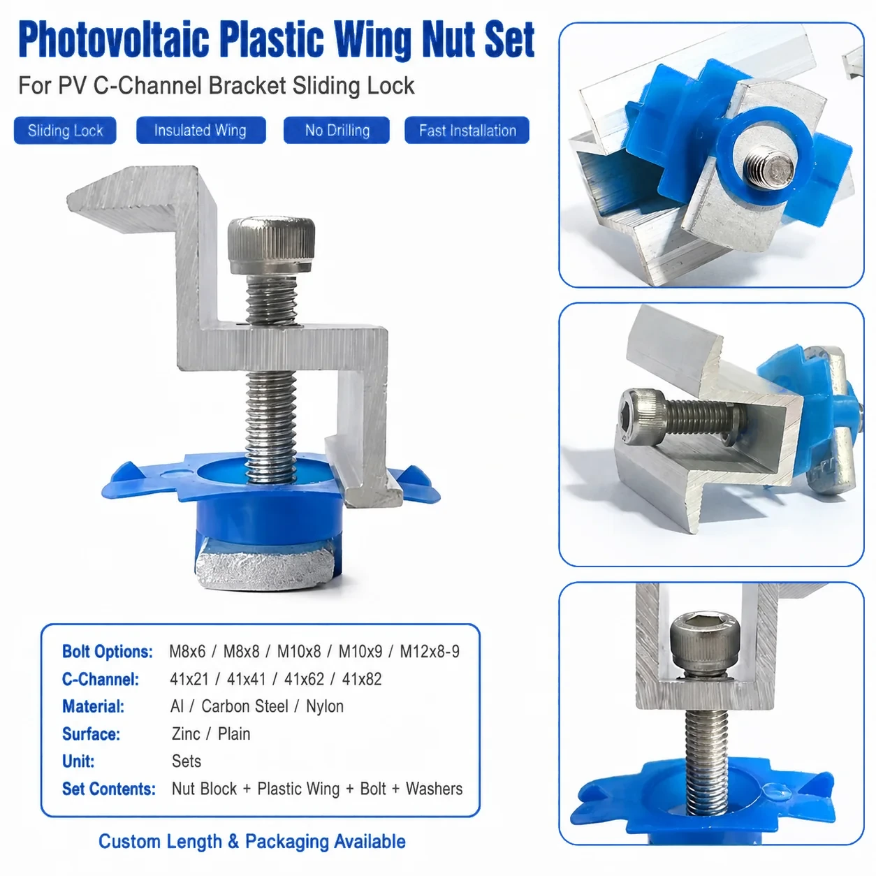 Photovoltaic Plastic Wing Nut Set