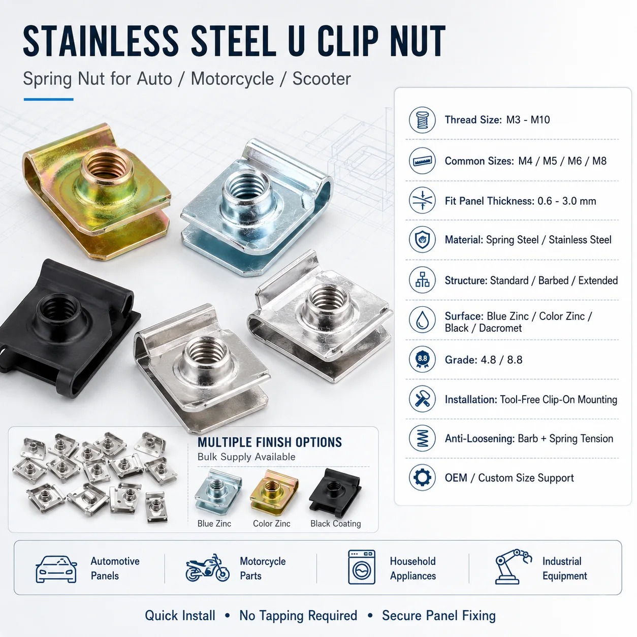 Stainless Steel U Clip Nut